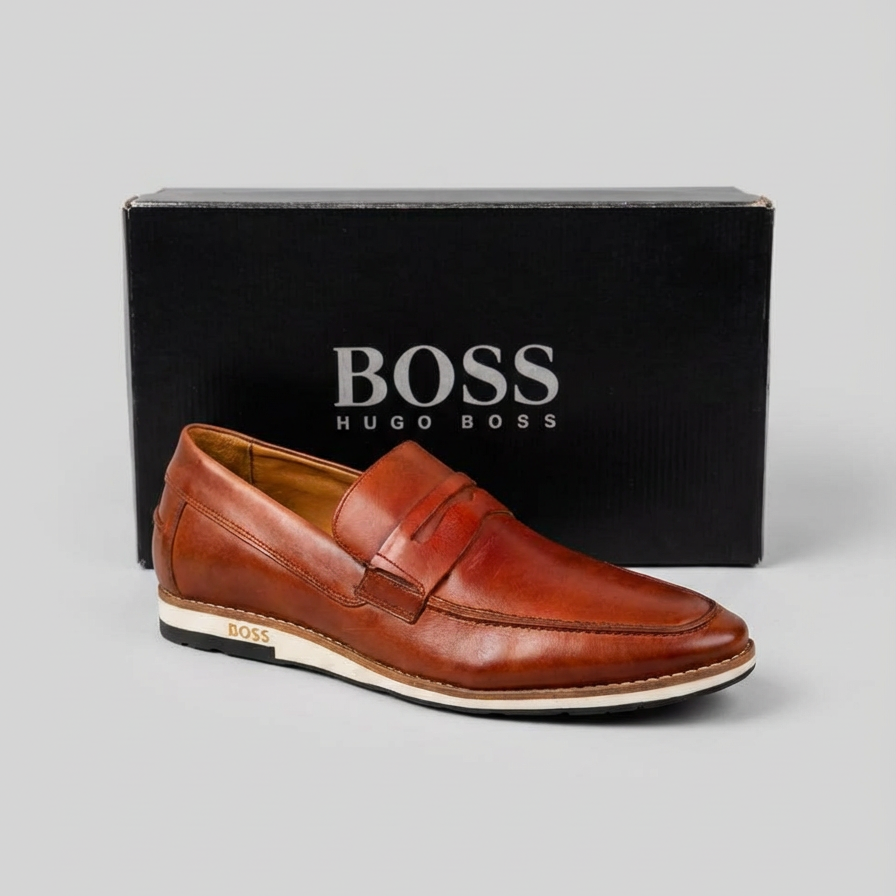 Sapato Casual Boss Caramelo em Couro
