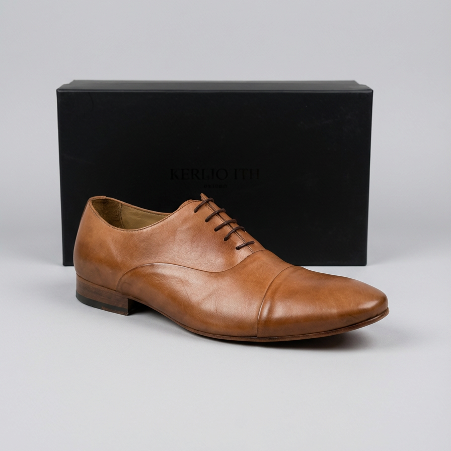 Sapato Derby Tan em Couro