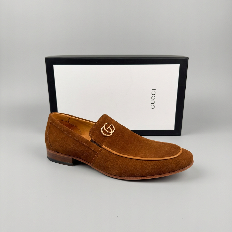 Sapato Loafer Social Gucci Italy 'GG" mini Camurça