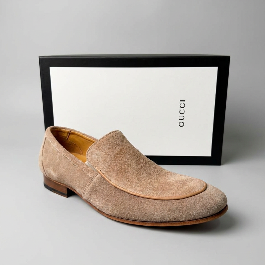 Sapato Loafer Social Gucci Italy em Camurça