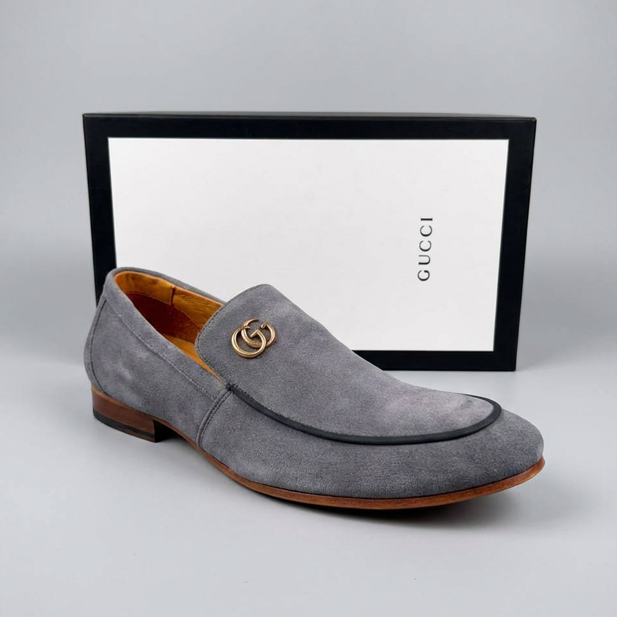 Sapato Loafer Social Gucci Italy em Camurça "GG" Mini