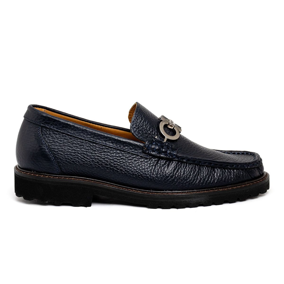 Mocassim Ferragamo David em Couro Navy